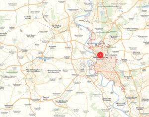 Düsseldorf részletes térképe - utcák, házszámok, kerületek